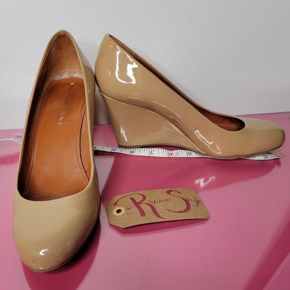 Nude Patent Leather Wedge